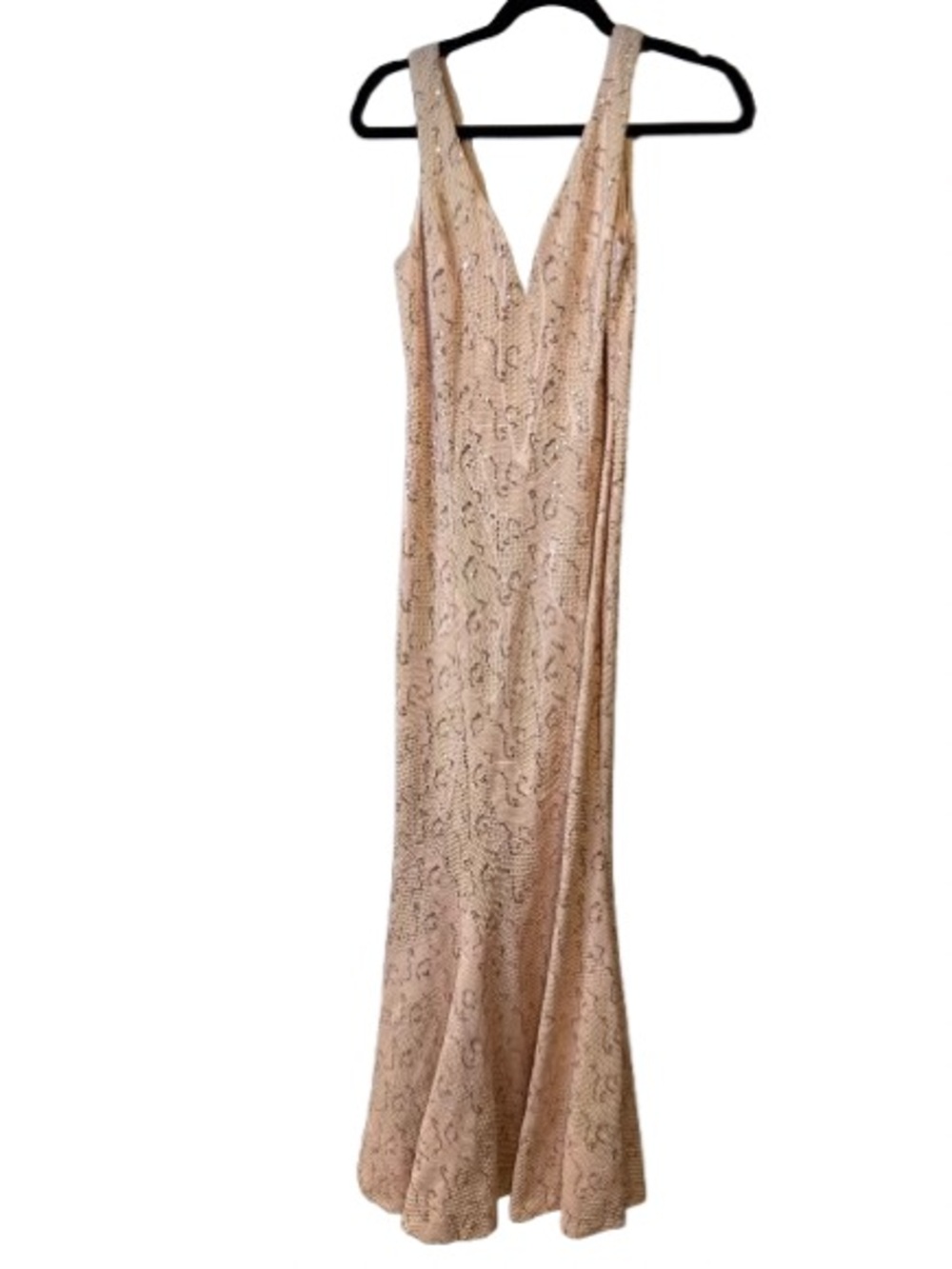 bailey blue Champagne Sequin V-Neck Prom Gown